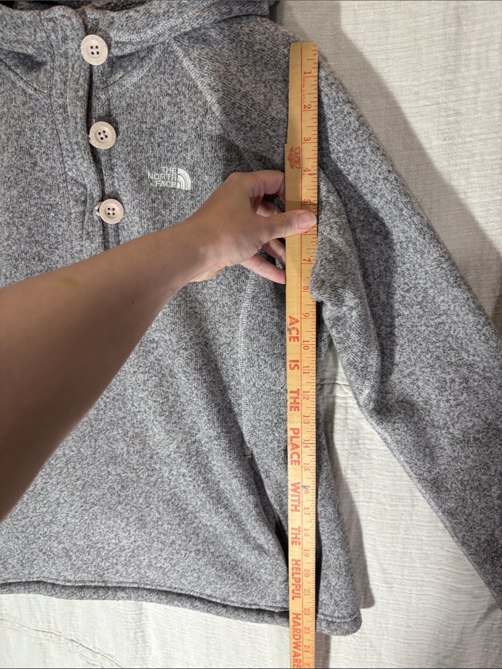 The North Face Women’s Crescent Sunshine Fleece Hoodie Pullover Grey L EUC - Picture 6 of 9
